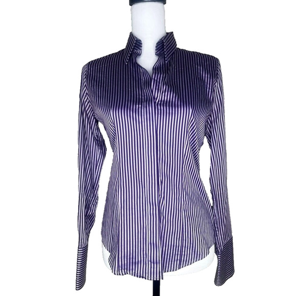 Charles Tyrwhitt Tops - Charles Tyrwhitt Woman Jermyn Street US Size 6 Purple Striped Button Down Shirt